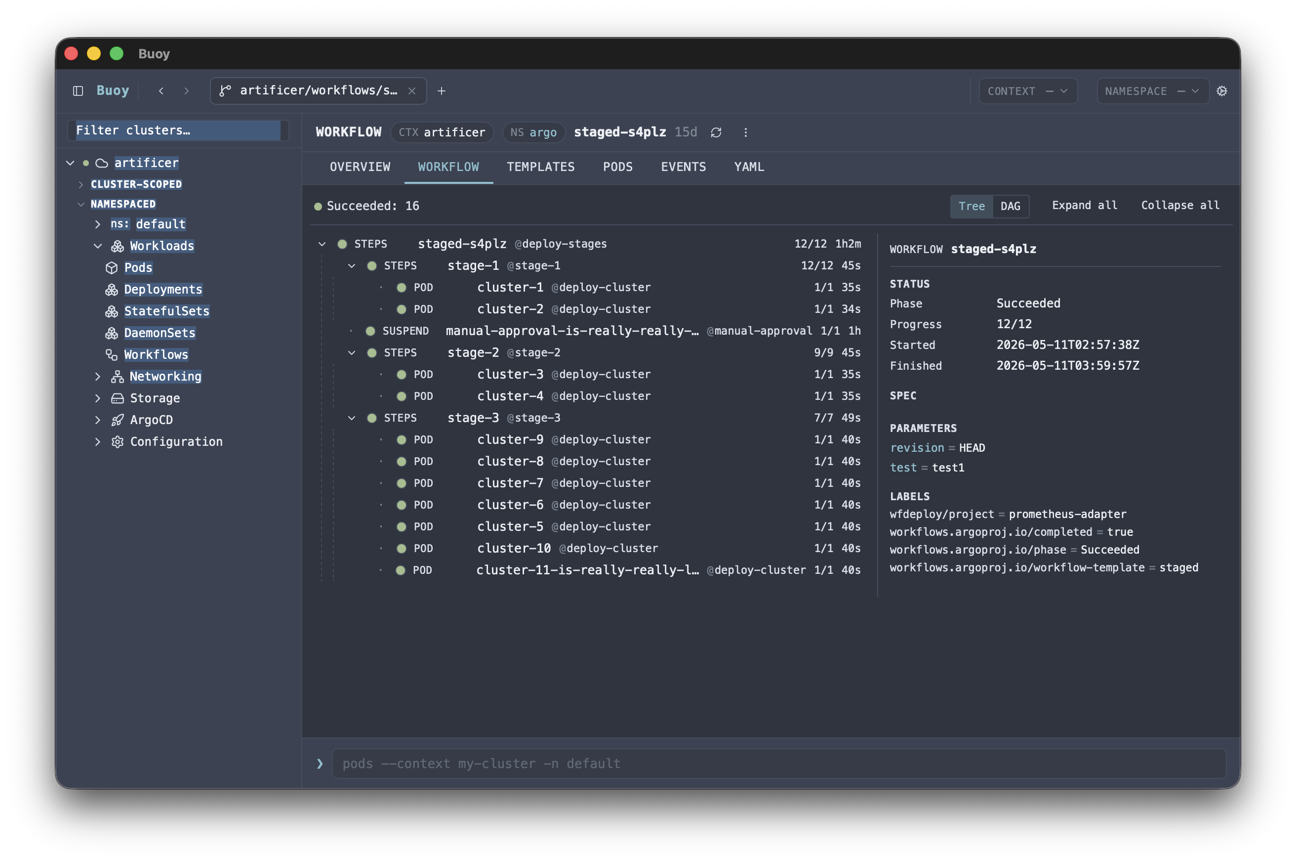 Argo Rollout detail view as one example of a custom integration