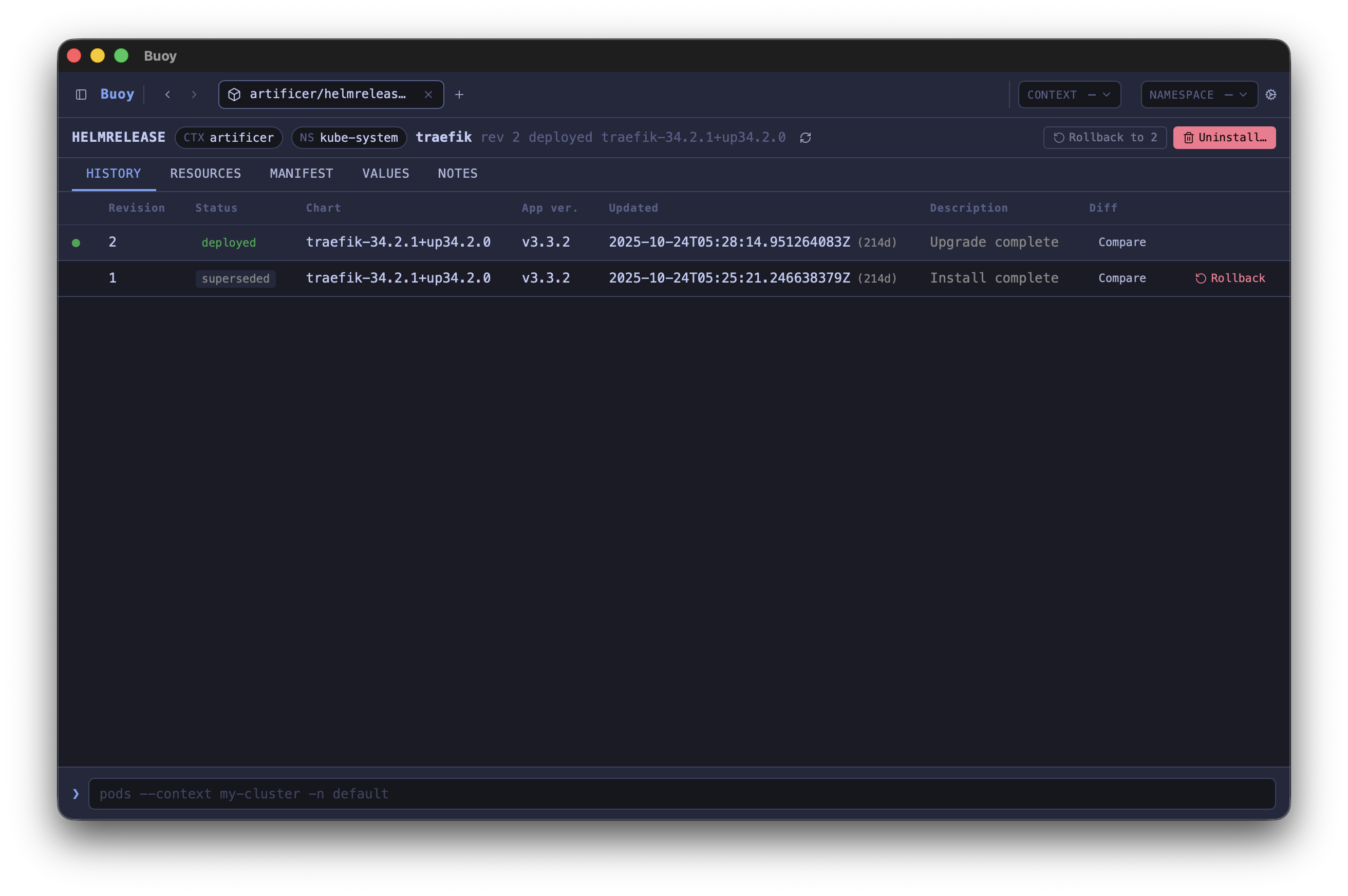Visualized history for Helm releases and Deployments