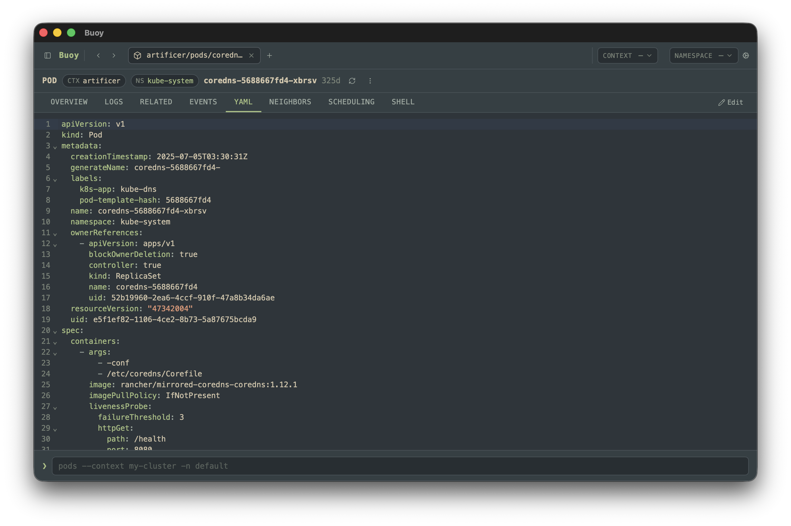 YAML edit confirmation modal with a unified diff